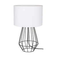 Lampa stołowa Endorfina 1xE27 maks. 60W Czarny metal/czarny kabel PCV/biały klosz z tkaniny 7322104