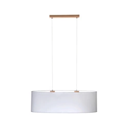 Dove Pendant Lamp 2xE27 Max.40W Oiled Oak/Transparent PVC Cable/Gray Fabric Shade 17390274