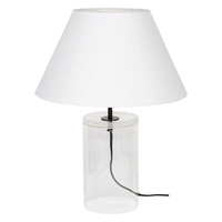 Dove Table Lamp 1xE27 Max.40W Transparent Glass/Black Fabric Cable/White Fabric Shade 779129110