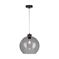 Canberra Pendant Lamp 1xE27 Max.60W Black Metal/Transparent PVC Cable/Smoked Glass 5500055