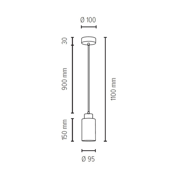 Bosco Pendant Lamp 1xE27 Max.60W Oiled Oak/Anthracite Fabric Cable/White-Black Glass 1701174G0758