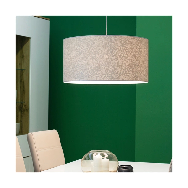 Leila Pendant Lamp 1xE27 Max.60W Chrome Metal/Transparent PVC Cable/Multicolor Paper+PCV Shade with Crocodile pattern 3561028