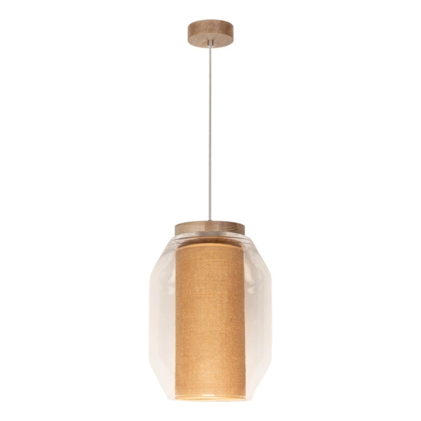 Vaso Jute Pendant Lamp 1xE27 Max.15W LED Oiled Oak/Transparent PVC/Transparent/Beige 179010174