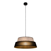 Lampa wisząca Preto Pepito 1xE27 Max.60W Czarny metal/Czarny kabel z tkaniny/Czarny klosz z tkaniny w pepitkę 150039104