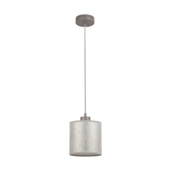 Prata Pendant Lamp 1xE27 Max.25W Gray Metal/Transparent PVC Cable/Silver Fabric Shade 957280127