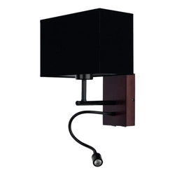 Sonar Wall Lamp 1xE27 Max.25W Incl. 1xLED Integrated 110lm 4000K 2,5W Walnut Beech Wood/Black Metal/Black Fabric Shade 5732976