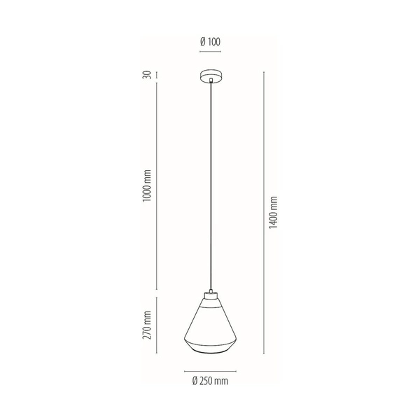 Mistral Pendant Lamp 1xE27 Max.60W Black Metal/Transparent PVC Cable/Gold-Transparent Glass 15820104