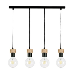 Clarte Pendant Lamp 4xE27 Max.60W Oiled Oak/Black Metal/Black Fabric Cable 3271404