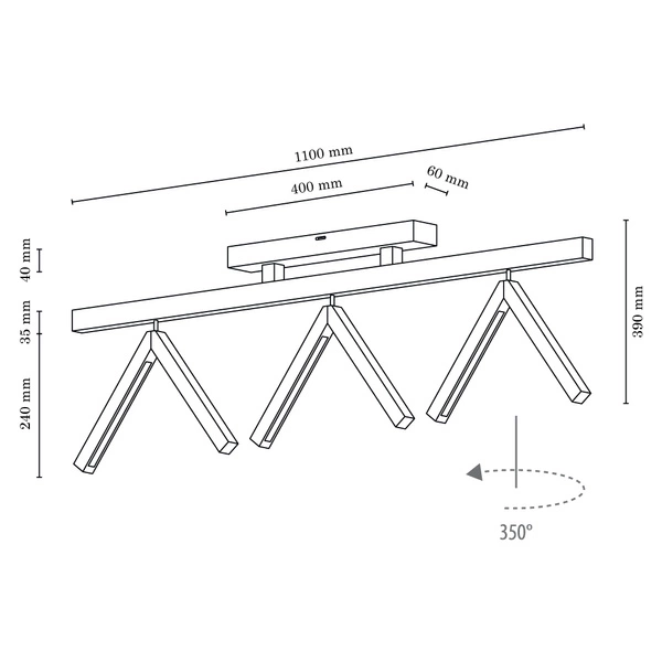 Silas Ceiling Lamp 3xLED 24V Integrated 1680lm 3000K 18W Walnut Beech Wood 5186376