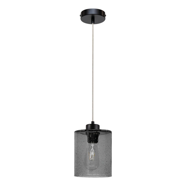 Zefir Pendant Lamp 1xE27 Max.60W Black Metal/Transparent PVC Cable/Smoked Glass 111870104