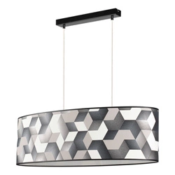 Espacio Pendant Lamp 2xE27 Max.40W Black Metal/Transparent PVC Cable/Multicolor Wallpaper 17480204