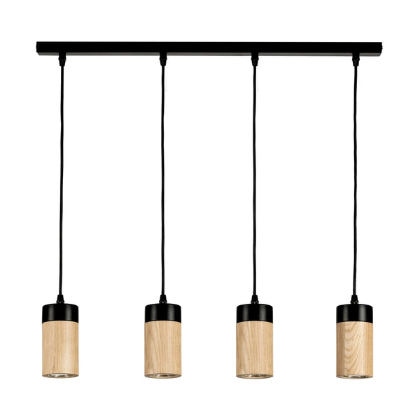Lampa wisząca Annick w zestawie Kabel 4xLED GU10 5W Dąb olejowany/Czarny metal/Czarny silikonowy oplot 1419404