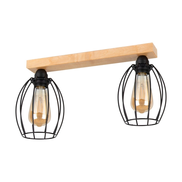 Carlo Ceiling Lamp 2xE27 Max.60W Birch Wood/Black Metal 14444260