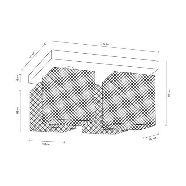 Gittan Ceiling Lamp 4xE27 Max.60W Gray Concrete/Chrome Metal 8172436
