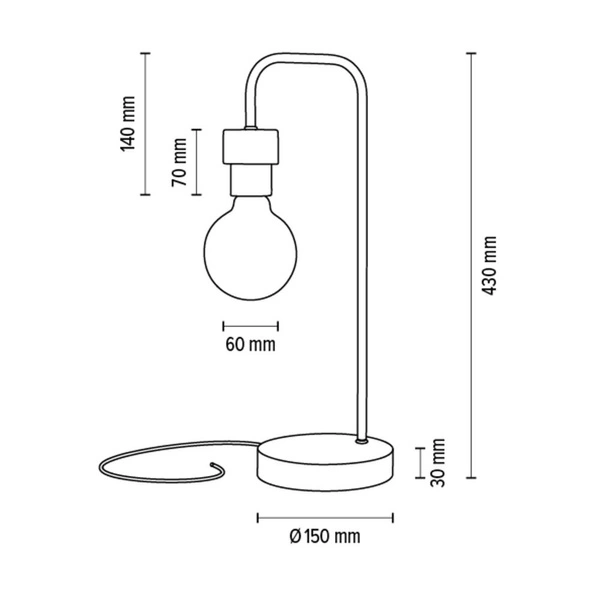 Muriel Table Lamp 1xE27 Max.25W Oiled Oak/Black Metal/Black Fabric Cable 8274974