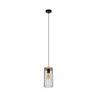 Timeo Pendant Lamp 1xE27 Max.60W Black/Oiled Oak/Black 19619104