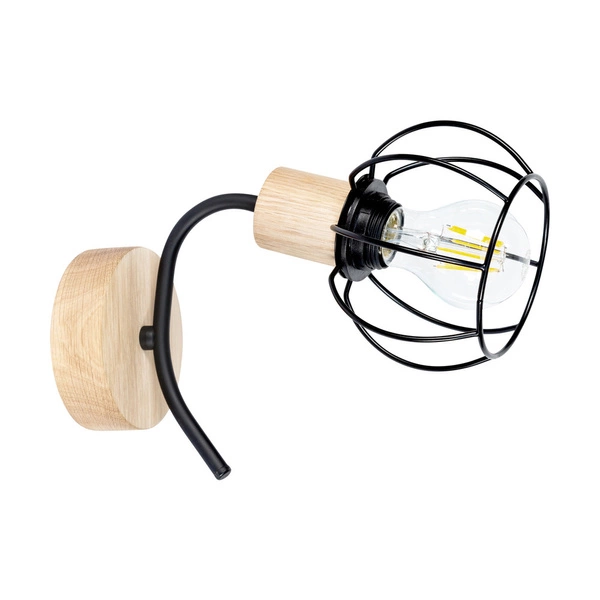 Viviane Wall Lamp 1xE27 Max.60W Oiled Oak/Black Metal 8224174