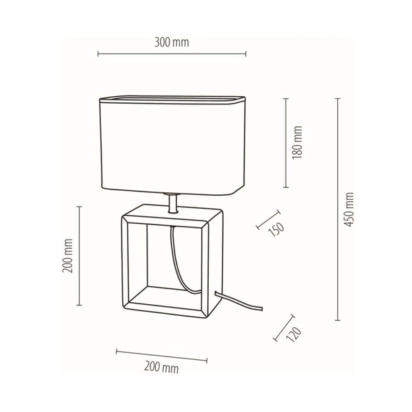 Cadre Table Lamp 1xE27 Max.25W Oiled Oak/Black Fabric Cable/Black Fabric Shade 7704974