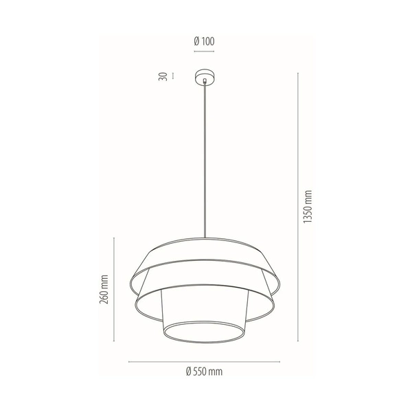 Amar Pendant Lamp 1xE27 Max.60W Black Metal/Transparent PVC Cable/White Fabric Shade 160950104