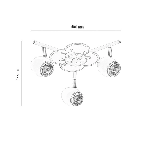Lampa sufitowa Fly 3xGU10 maks. 50W biały metal/chromowany metal/wielokolorowy materiał syntetyczny ze wzorem biedronki 2109302