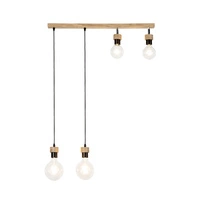 Drewniana lampa wisząca Clarte 4xE27 maks. 60W Dąb olejowany/Czarny metal/Czarny kabel z tkaniny 32749474