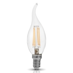 FILAMENT LED E14 4W warm 3000K candle flame decorative bulb