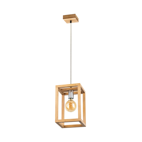 Kago Pendant Lamp 1xE27 Max.60W Oiled Oak/Chrome/Transparent