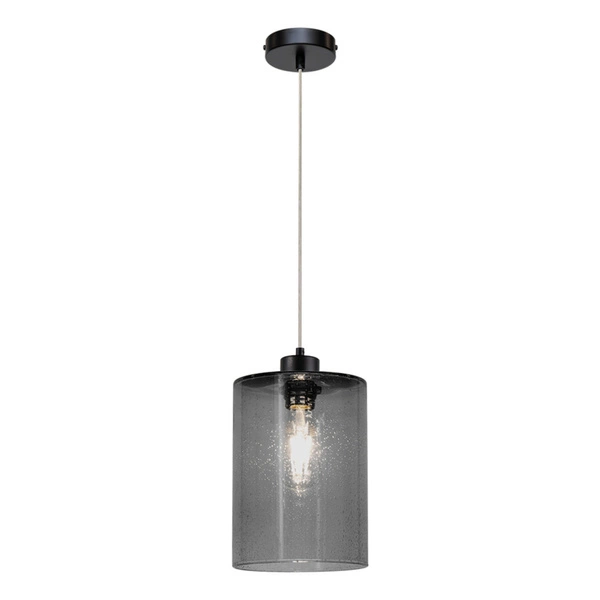 Zefir Pendant Lamp 1xE27 Max.60W Black/Transparent PVC/Smoked Glass 112870104