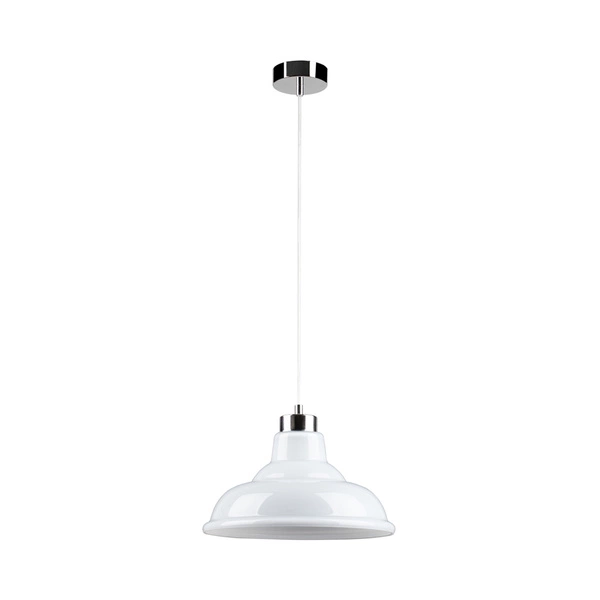 Avino Pendant Lamp 1xE27 Max.60W Chrome Metal/Transparent PVC Cable/White Glass 9874028