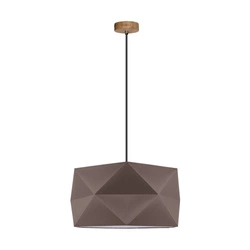 Finja Pendant Lamp 1xE27 Max.60W Oiled Oak/Anthracite Fabric Cable/Brown Fabric Shade 1843174