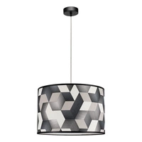 Espacio Pendant Lamp 1xE27 Max.60W Black Metal/Transparent PVC Cable/Multicolor Wallpaper 154840104