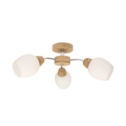 Parma Wood Ceiling Lamp 3xE27 Max.60W Oiled Oak/Chrome Metal/White Glass 8320374