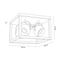 Lampa sufitowa Roy z 4xLED GU10 5W Dąb olejowany/Czarny metal 5224474