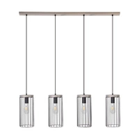 Timeo Pendant Lamp 4xE27 Max.60W Stained Pine Gray/Black PVC Cable/Black Metal 195109457