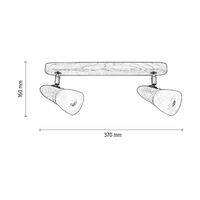 Lampa Sufitowa Julietta 2xE14 Max.40W Dąb Bielony/Chrom Metal/Białe Szkło 2215232