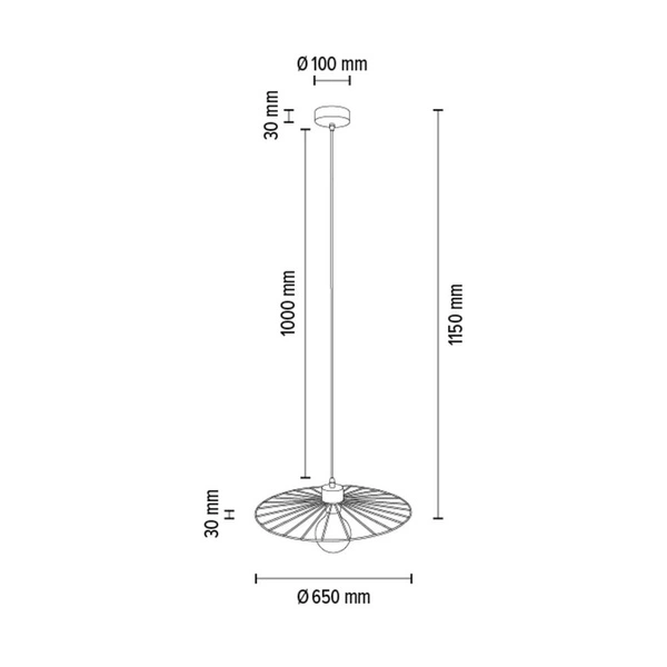 Lampa wisząca Antonella 1xE27 Max.60W Czarny kabel metalowy/czarna tkanina 189449104