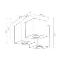 Wooddream Square Ceiling Lamp 3xGU10 Max.6W Walnut Beech Wood 2076376