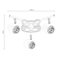 Lampa Sufitowa Lenny 3xGU10 Max.50W Biały Metal/Chrom Metal/Wielobarwny Materiał Syntetyczny ze Wzorem Tygrysa 2108302
