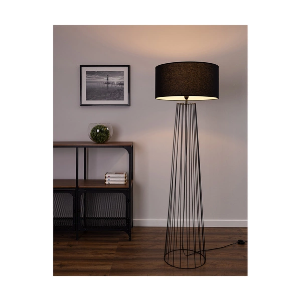 Swan Floor Lamp 1xE27 Max.60W Black Metal/Black PVC Cable/Black Fabric Shade 79249104
