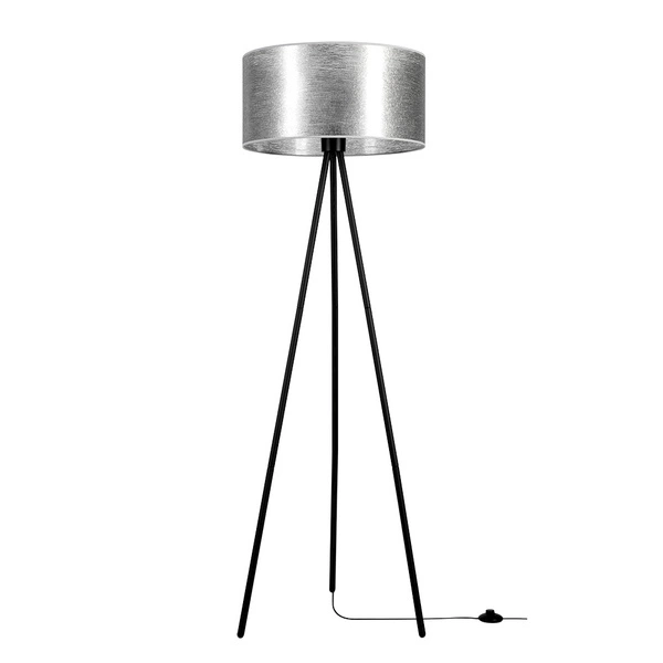 Nevoa Floor Lamp 1xE27 Max.40W Black Metal/Black PVC Cable/Silver Fabric Shade 151930104