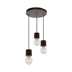 Trongo Round Pendant Lamp 3xE27 Max.60W Walnut Beech Wood/Black Fabric Cable 7069376R