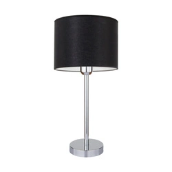 Amor Table Lamp 1xE27 Max.40W Chrome Metal/Transparent PVC Cable/Black Fabric Shade 7012811411043