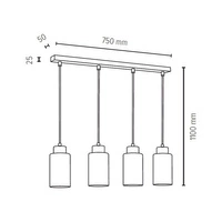 Bosco Pendant Lamp 4xE27 Max.60W Walnut/Transparent/White 1720476