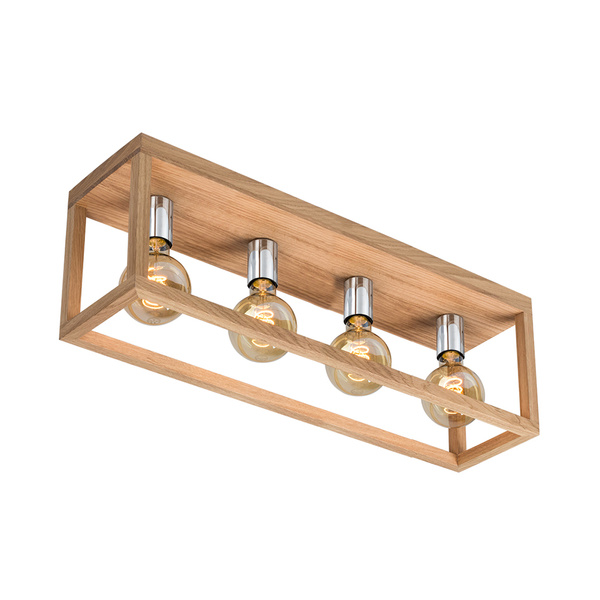 Kago Ceiling Lamp 4xE27 Max.60W Oiled Oak/Chrome Metal