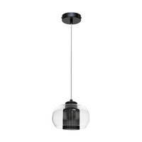 Lampa wisząca Cordia 1xE14 maks. 9W Czarny metal/Przezroczysty kabel PVC/Czarny klosz z tkaniny/Szkło przezroczyste 1192104A1028