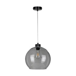 Canberra Pendant Lamp 1xE27 Max.60W Black Metal/Transparent PVC Cable/Smoked Glass 5500055