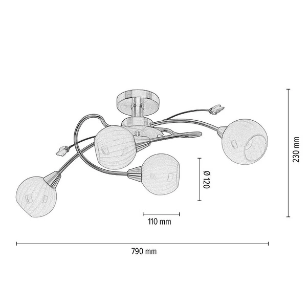 Marbella Ceiling Lamp 4xE14 Max.40W Patina Metal/White Glass 5078411G0605