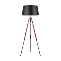 Tripod Floor Lamp 1xE27 Max.60W Walnut Beech Wood/Transparent PVC Cable/Black Fabric Shade 6025076