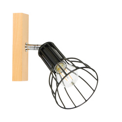 Megan Wood Wall Lamp 1xE14 Max.40W Birch Wood/Black Metal