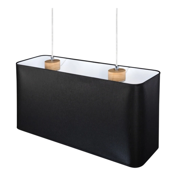 Cadre Pendant Lamp 2xE27 Max.40W Oiled Oak/Transparent PVC Cable/Black Fabric Shade 872030274